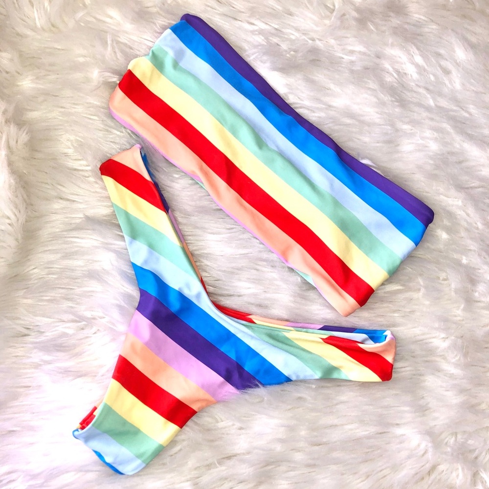 Rainbow Bikini Bandeau Set!